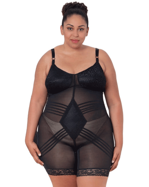 Shapewear Bodysuit with Firm Control Lace Cups and Split Crotch