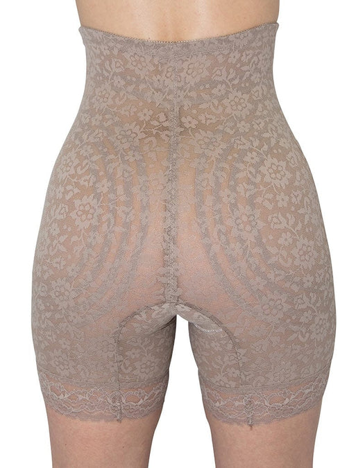 Extra Firm High Waist Long Leg Shapewear with Powernet Lace & Boning