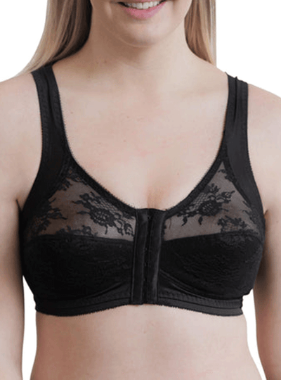 Front Closure Back Support Bandeau Bra Black