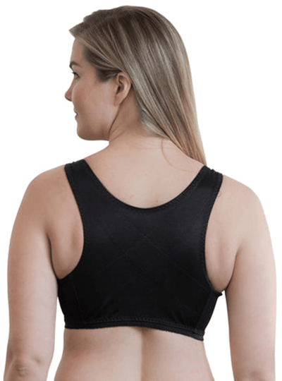 Front Closure Back Support Bandeau Bra Black