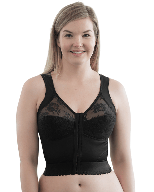 Front Closure Back Support Long Line Bra Black