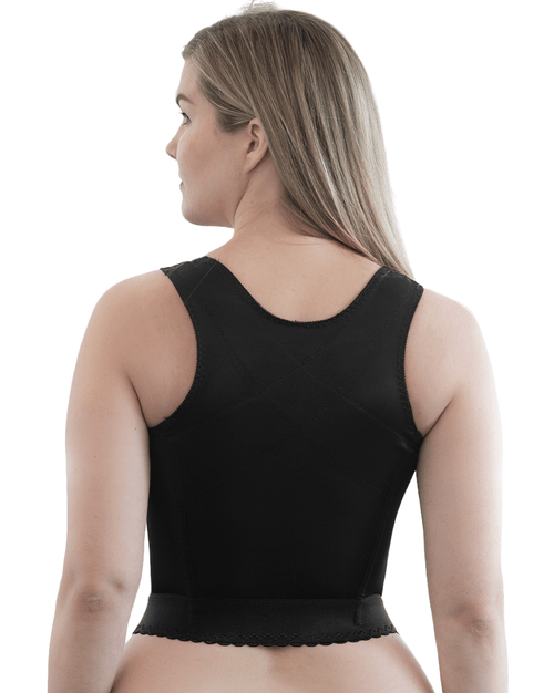Front Closure Back Support Long Line Bra Black Wireless Posture Support