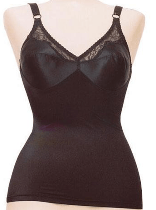 Satin and Lace Stretch Camisole Soft Shaping - Black / Beige