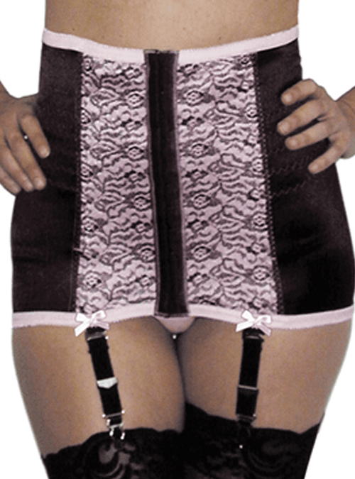Satin and Lace Waist Trainer Cincher with Garter Straps and Medium Control
