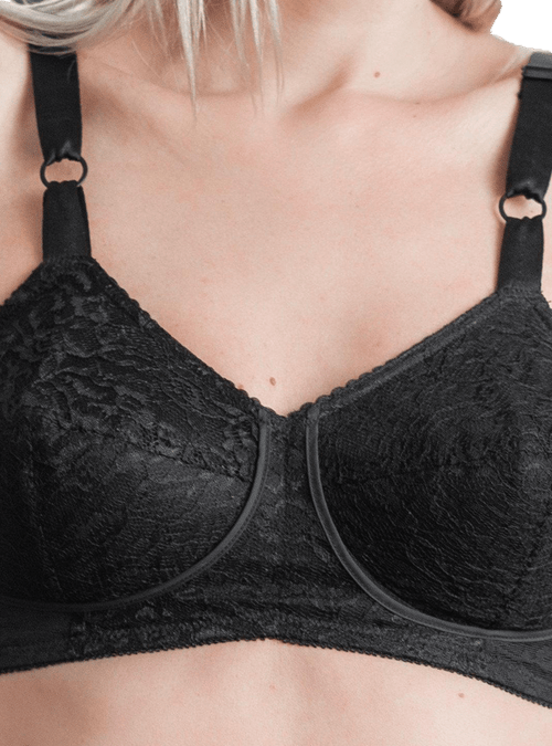 Wireless Bra with Expandable Cups and Floral Lace Detail