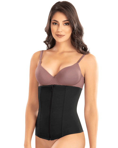 Waist Trainer Cincher With Steel Boning And Front Zipper For Hourglass Shaping