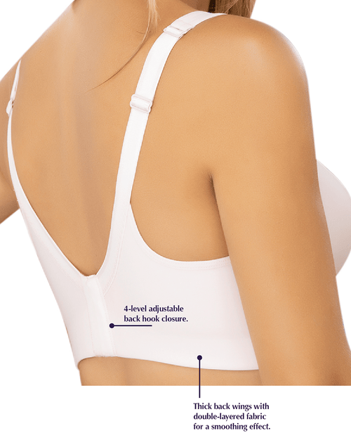 Back Smoothing Bra with Full Coverage Cups Underwire T-Shirt Bra with 4-Level Hook Closure