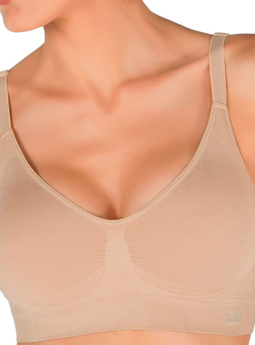 Cachet Benefit Bra Seamless Wireless Bra with Stretch Nylon and Wide Support Band