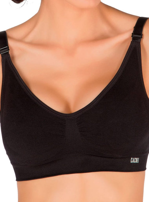 Cachet Benefit Bra Seamless Wireless Bra with Stretch Nylon and Wide Support Band