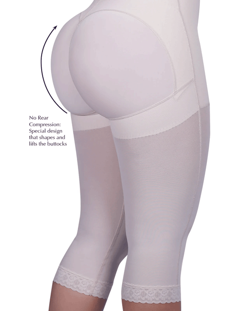 Extra-Strength Compression Braless Capri Style Minimizer Bodysuit with Latex
