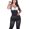 Extra-Strength Compression Braless Capri Style Minimizer Bodysuit with Latex - Black