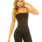 Extra-Strength Compression Braless Mid-Thigh Minimizer Bodysuit with Latex - Black
