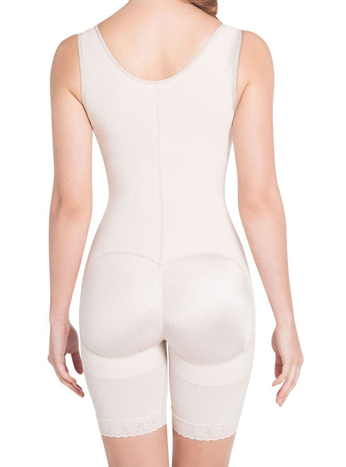 Extra-Strength Compression Wide Straps Mid-Thigh Bodysuit Slimming Shaper with latex