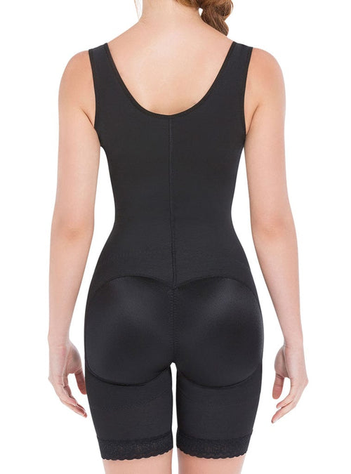 Extra-Strength Compression Wide Straps Mid-Thigh Bodysuit Slimming Shaper with latex