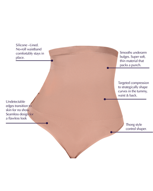 Silicone-Lined High-Waisted Shaper Thong Style