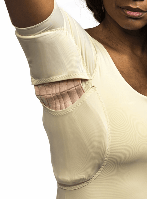 Axilla Compression Shapewear T with Chip Pad Pockets for Swelling Relief