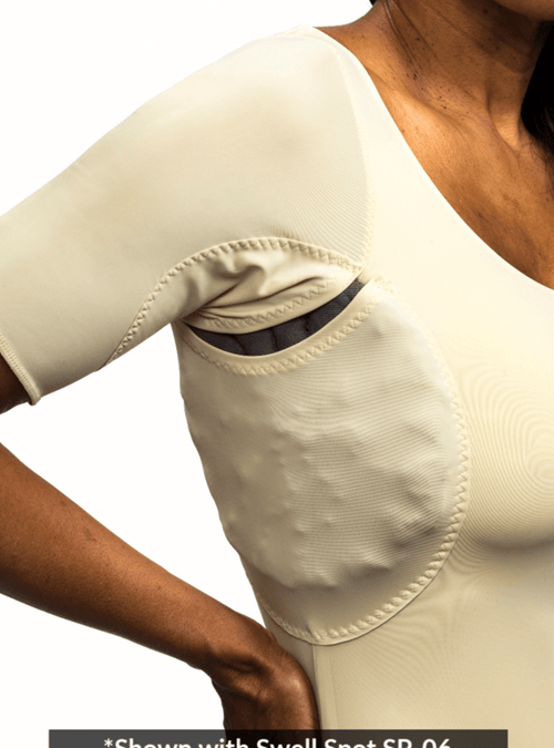 Axilla Compression Shapewear T with Chip Pad Pockets for Swelling Relief
